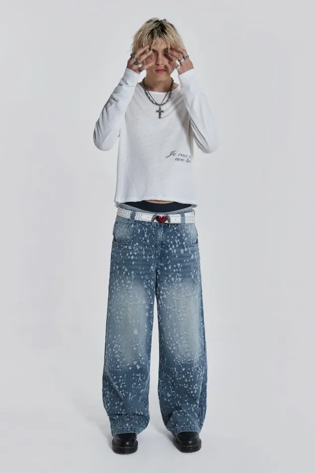 WomenMen Jaded London Colossus Jeans Mid Blue Shredded Colossus Jeans