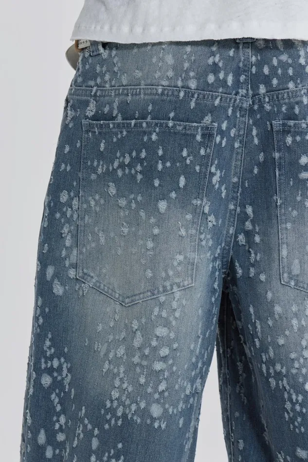 WomenMen Jaded London Colossus Jeans Mid Blue Shredded Colossus Jeans
