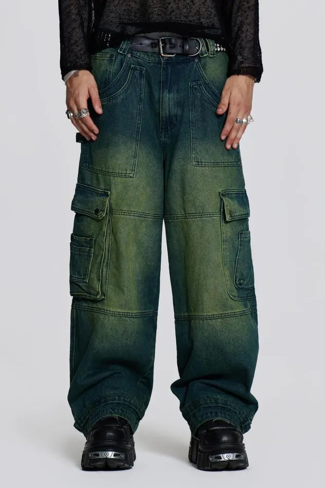 WomenMen Jaded London Colossus Jeans Sandblast Monster Cargo Jeans