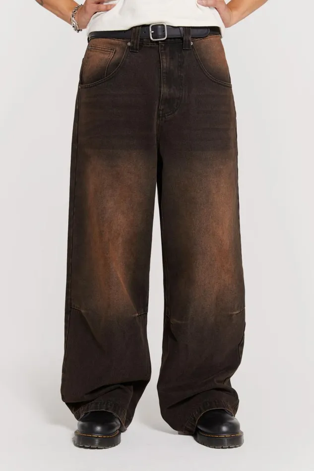 WomenMen Jaded London Colossus Jeans Vintage Brown Colossus Fit Jeans