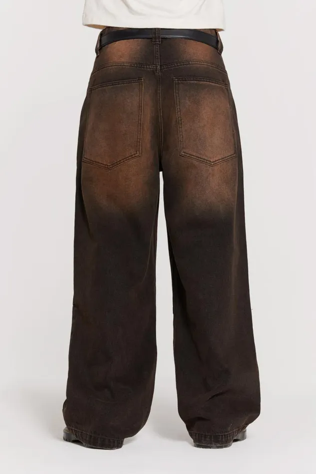 WomenMen Jaded London Colossus Jeans Vintage Brown Colossus Fit Jeans