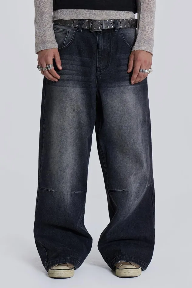 WomenMen Jaded London Colossus Jeans Washed Black Colossus Jeans