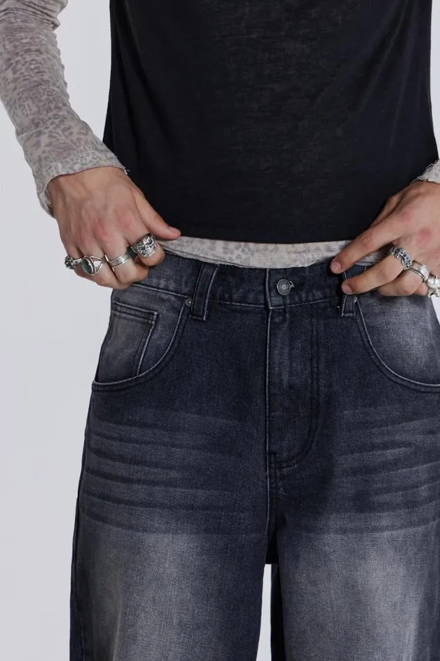 WomenMen Jaded London Colossus Jeans Washed Black Colossus Jeans