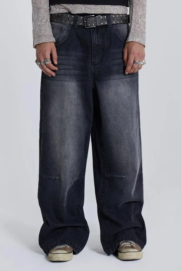 WomenMen Jaded London Colossus Jeans Washed Black Colossus Jeans