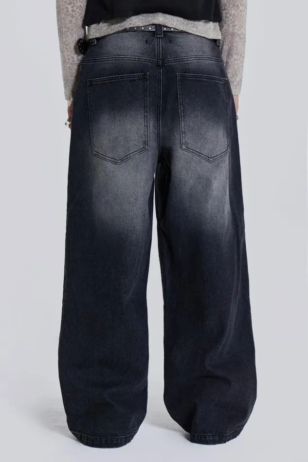 WomenMen Jaded London Colossus Jeans Washed Black Colossus Jeans