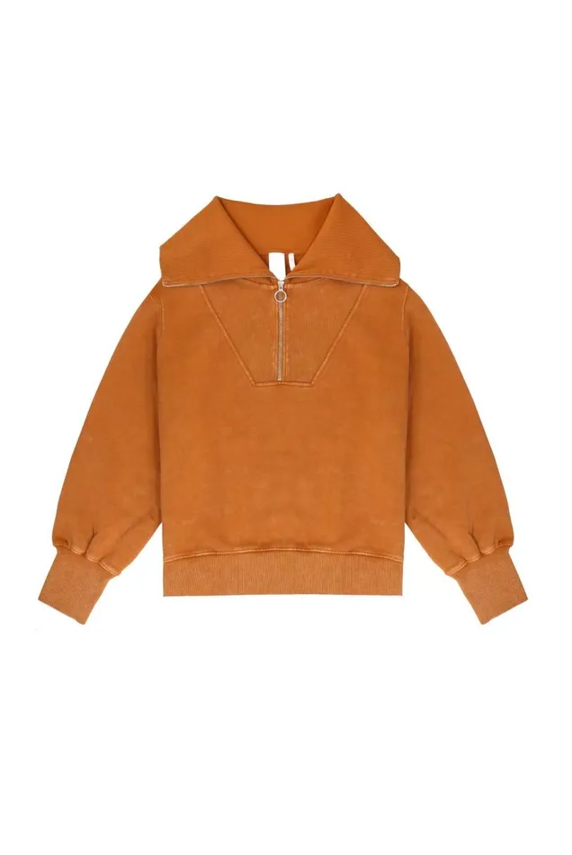 WomenMen Jaded London Hoodies and Sweatshirts NTRLS Rust Orange Quarter Zip Sweatshirt