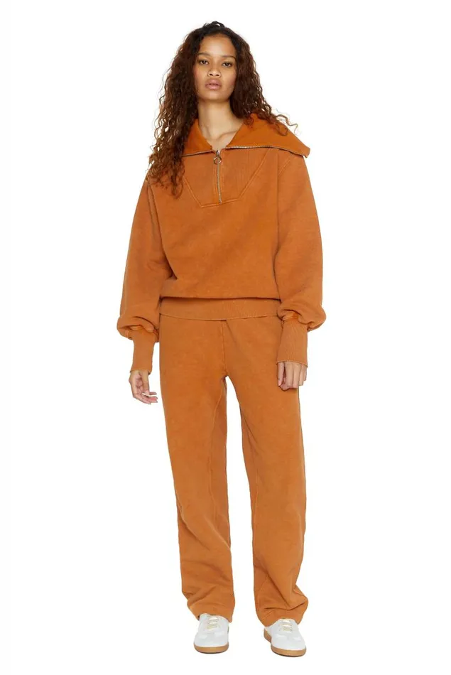 WomenMen Jaded London Hoodies and Sweatshirts NTRLS Rust Orange Quarter Zip Sweatshirt