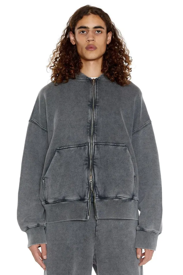 WomenMen Jaded London Ntrls NTRLS Chrome Grey Oversized Zip Through Hoodie