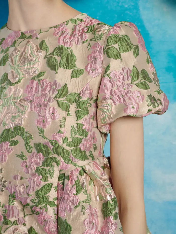 Women Mountain Song Jacquard Mini Dress Nude Green Pink Sister Jane Dresses