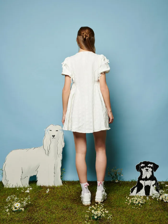 Women Nana Jacquard Bow Dress Pearled Ivory Sister Jane Dresses
