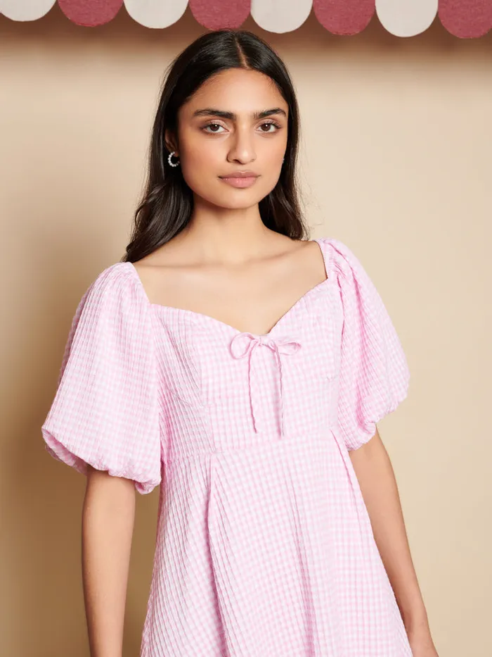 Women Olive Gingham Mini Dress Gingham Pink Sister Jane Dresses