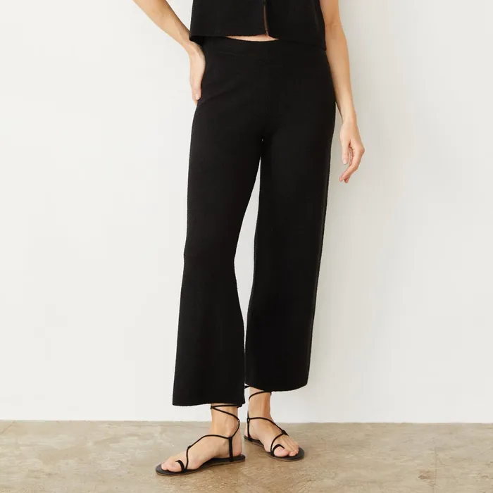 Women Pants MONROW Boucle Knit Crop Pant Black