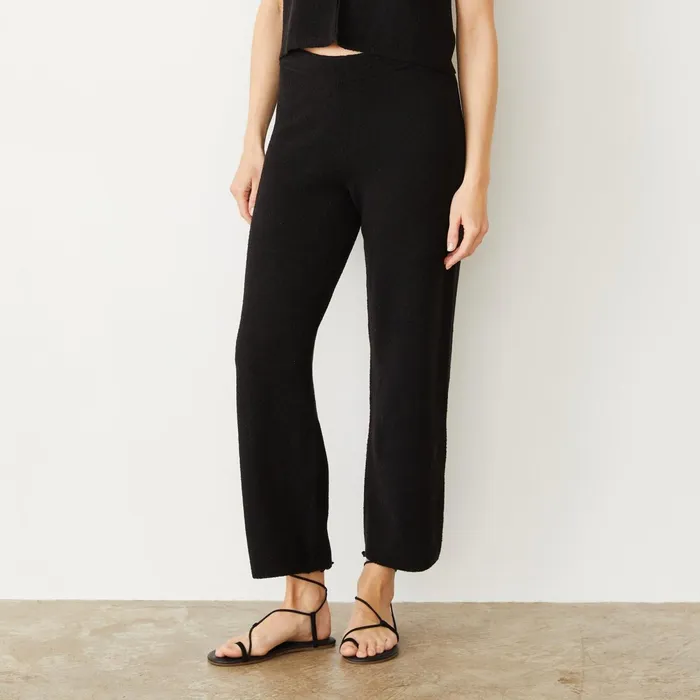 Women Pants MONROW Boucle Knit Crop Pant Black