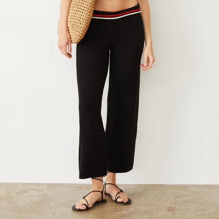 Women Pants MONROW Boucle Knit Crop Pant Black