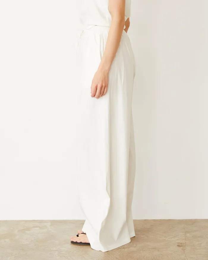 Women Pants MONROW Linen Wide Leg Pant Pearl