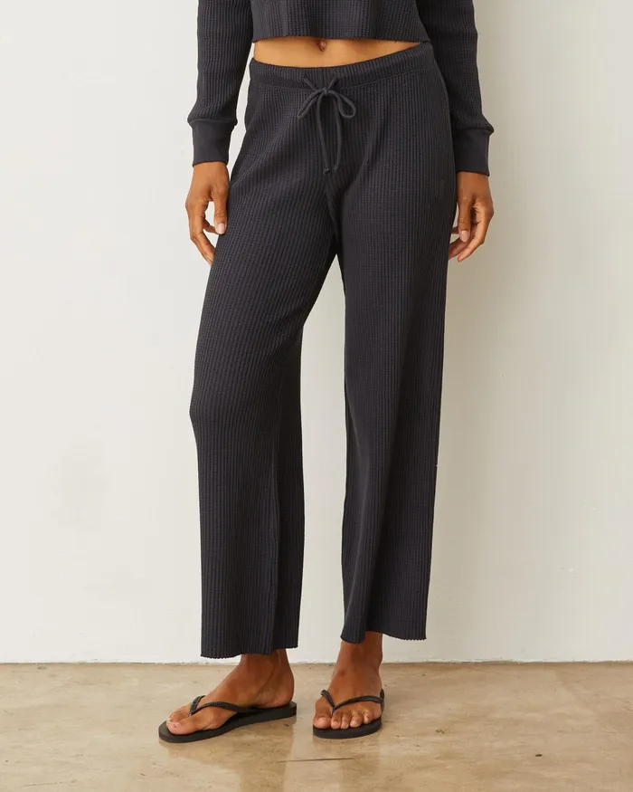 Women Pants MONROW Waffle Crop Lounge Sweat Faded Black