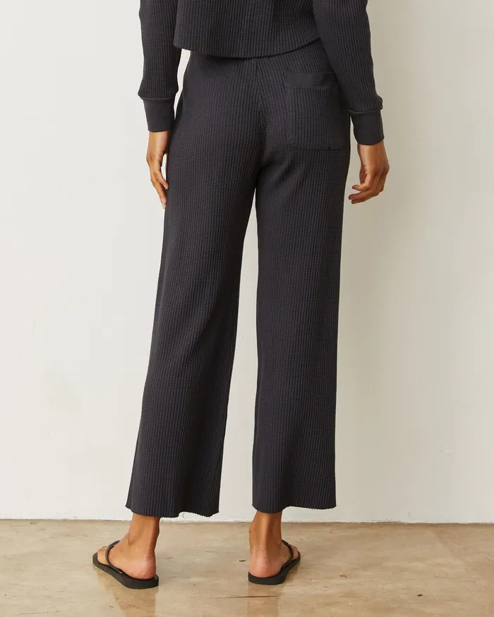 Women Pants MONROW Waffle Crop Lounge Sweat Faded Black