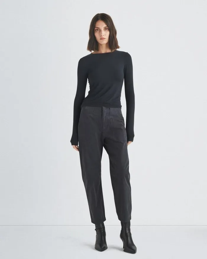 Women Pants Rag 038 Bone Leyton Workwear Cotton Pant Black