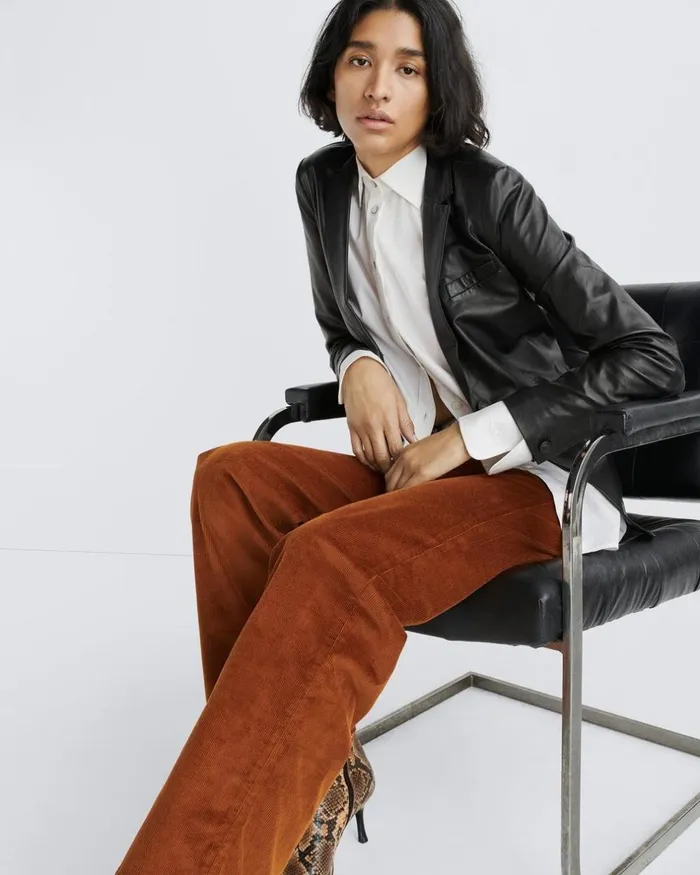 Women Pants Rag 038 Bone Logan Corduroy WideLeg 8211 Gold Gold