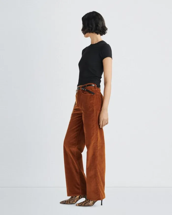 Women Pants Rag 038 Bone Logan Corduroy WideLeg 8211 Gold Gold