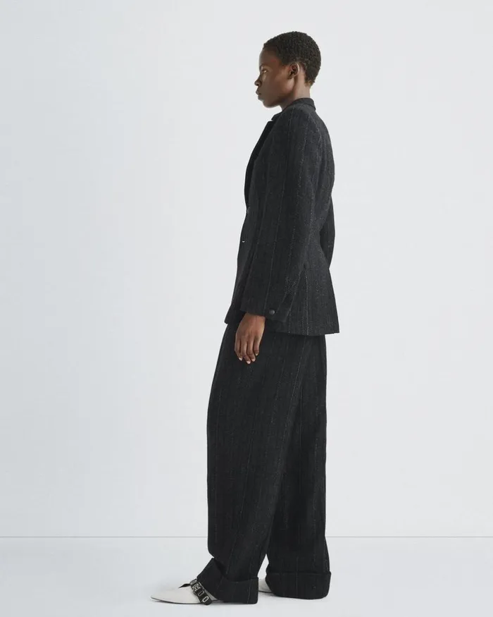 Women Pants Rag 038 Bone Marianne Wool Pant Grey Stripe