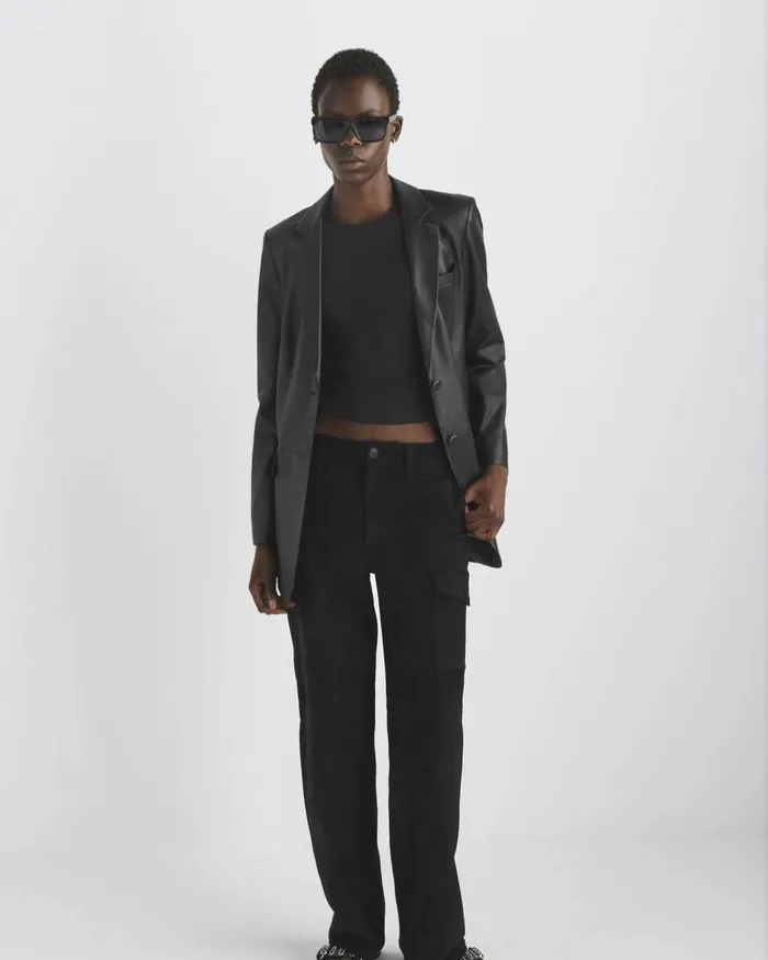 Women Pants Rag 038 Bone Nora Faux Suede Cargo Black Faux Suede