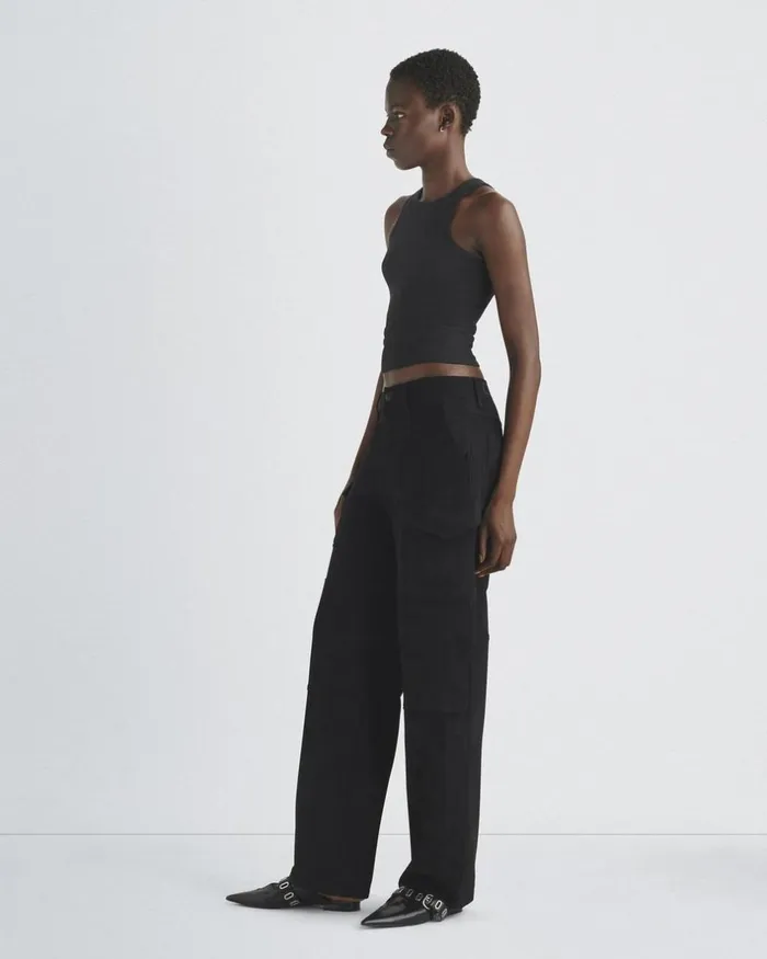 Women Pants Rag 038 Bone Nora Faux Suede Cargo Black Faux Suede