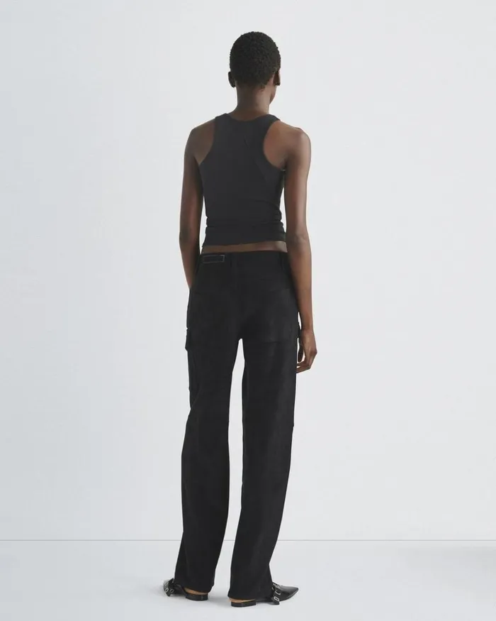 Women Pants Rag 038 Bone Nora Faux Suede Cargo Black Faux Suede