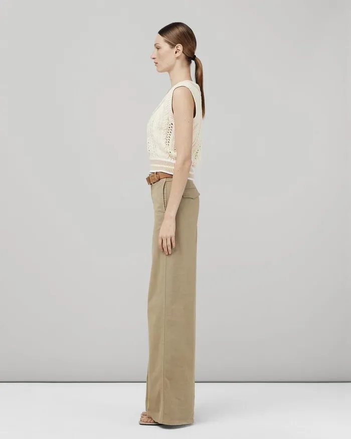 Women Pants Rag 038 Bone Sofie Wide Leg Cotton Chino Khaki