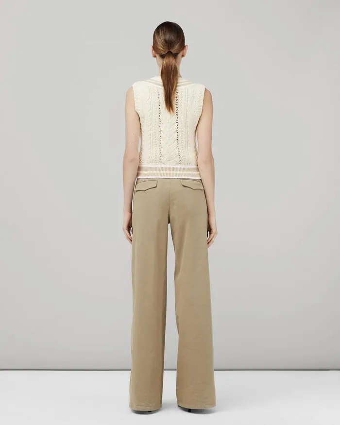 Women Pants Rag 038 Bone Sofie Wide Leg Cotton Chino Khaki