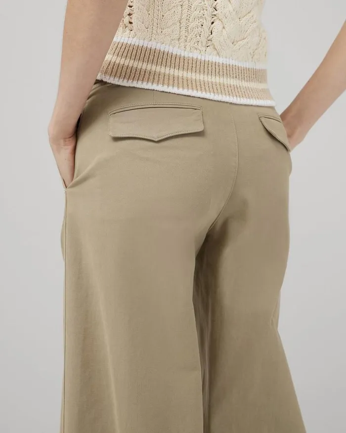Women Pants Rag 038 Bone Sofie Wide Leg Cotton Chino Khaki