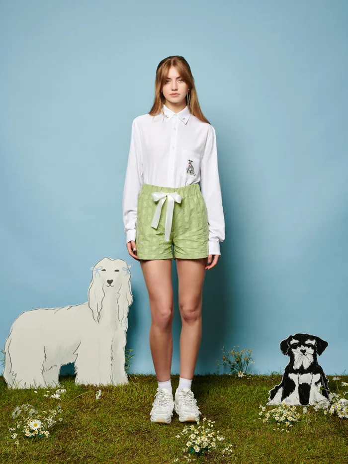 Women Penny Embroidered Shirt Pearled Ivory Sister Jane Tops
