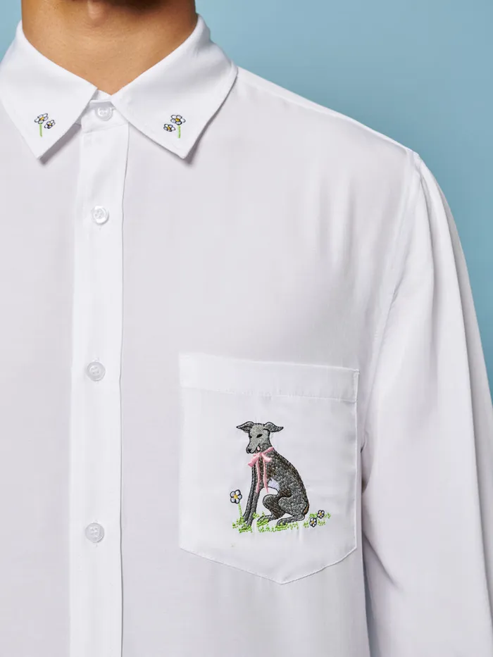 Women Penny Embroidered Shirt Pearled Ivory Sister Jane Tops