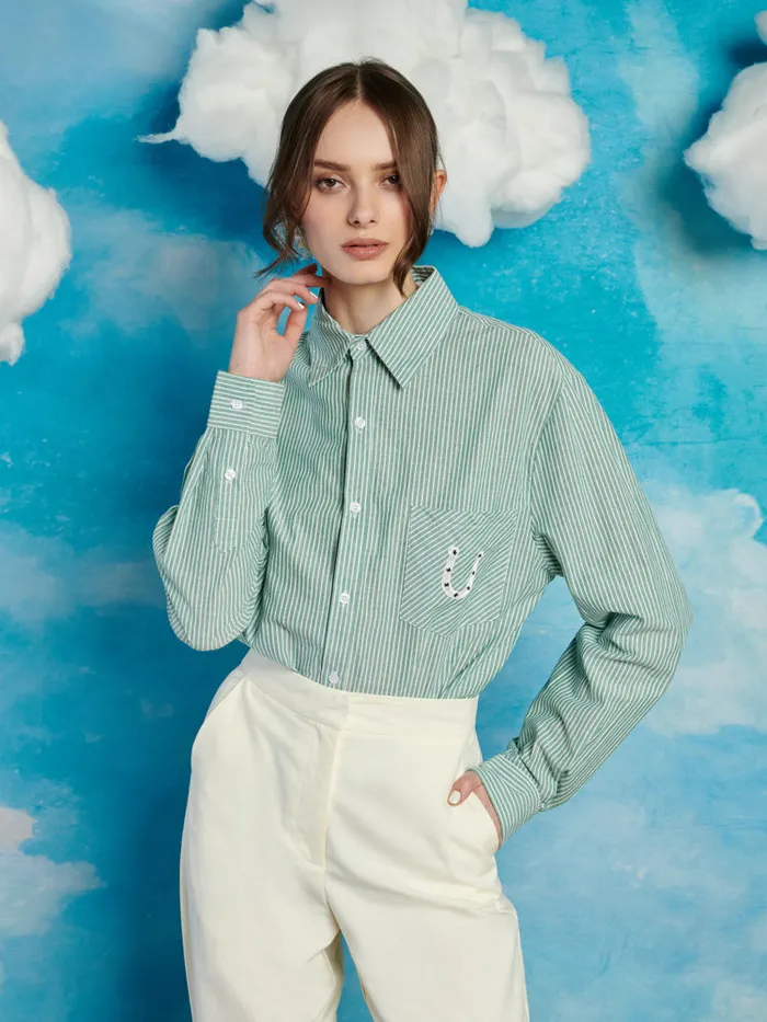 Women Penny Embroidery Shirt Sage Green Sister Jane Tops