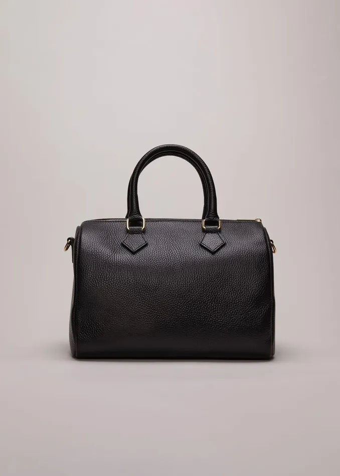 Women Phase Eight Bags and Clutches Black Leather Bowling Bag Black
