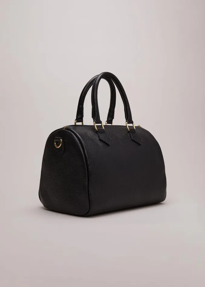 Women Phase Eight Bags and Clutches Black Leather Bowling Bag Black