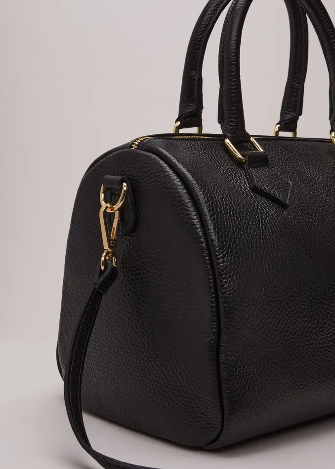 Women Phase Eight Bags and Clutches Black Leather Bowling Bag Black