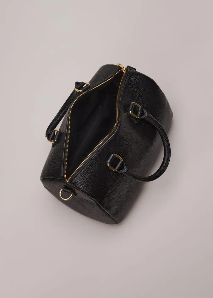 Women Phase Eight Bags and Clutches Black Leather Bowling Bag Black