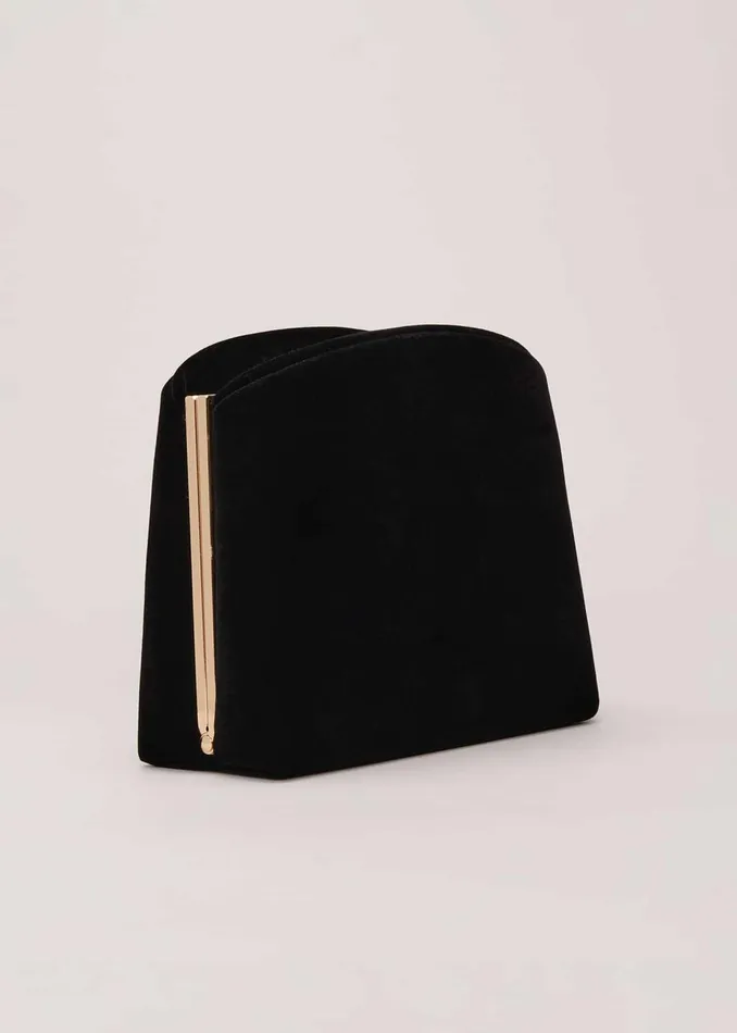 Women Phase Eight Bags and Clutches Black Velvet Clutch Bag Black