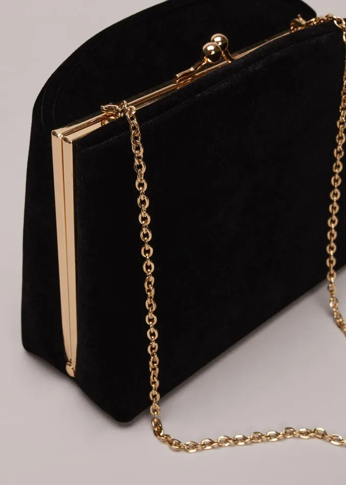 Women Phase Eight Bags and Clutches Black Velvet Clutch Bag Black