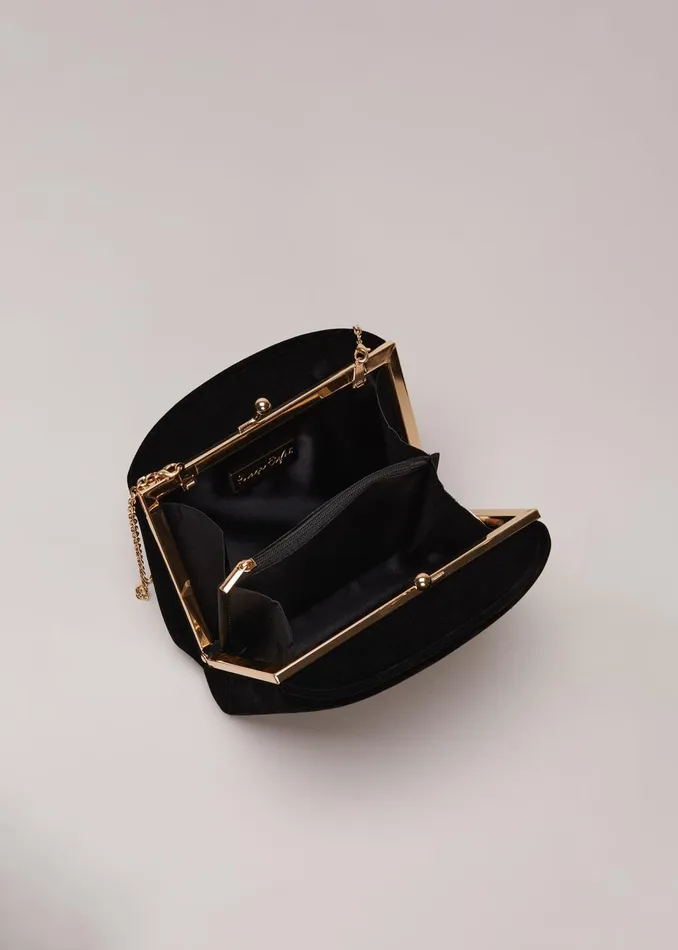Women Phase Eight Bags and Clutches Black Velvet Clutch Bag Black