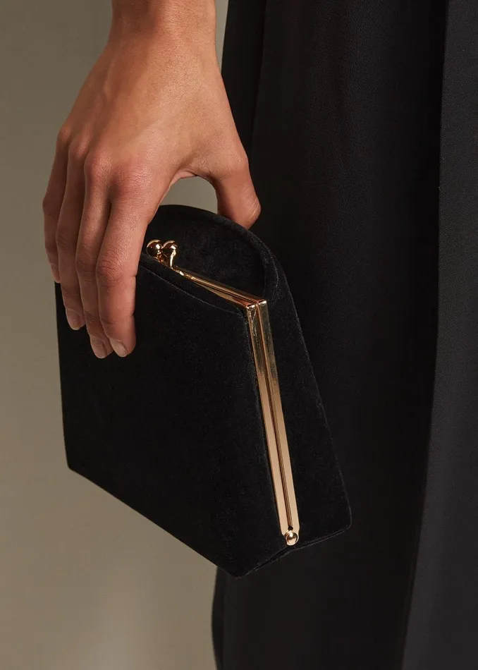 Women Phase Eight Bags and Clutches Black Velvet Clutch Bag Black