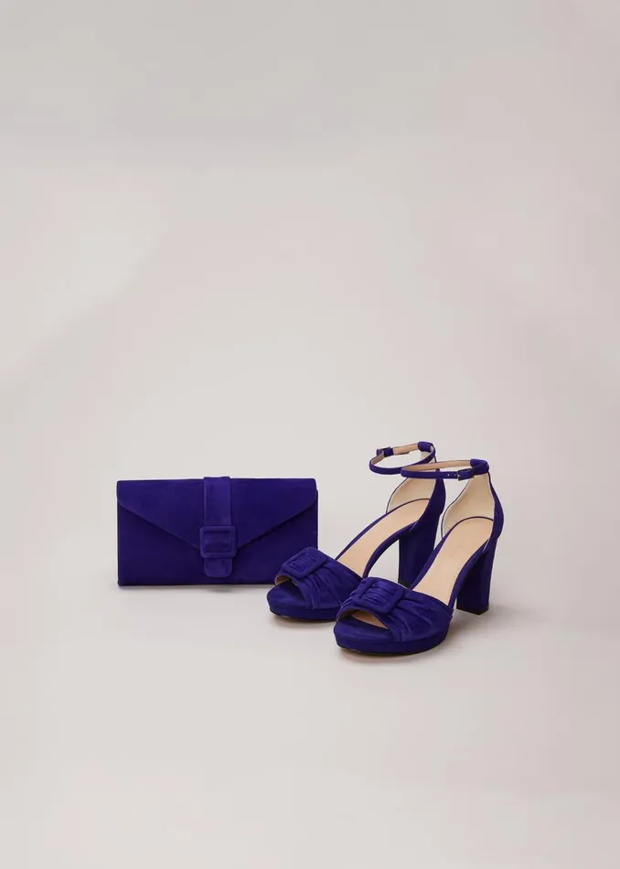 Women Phase Eight Bags and Clutches Blue Suede Clutch Bag Blue