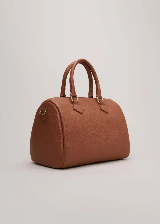 Women Phase Eight Bags and Clutches Brown Leather Bowling Bag Camel