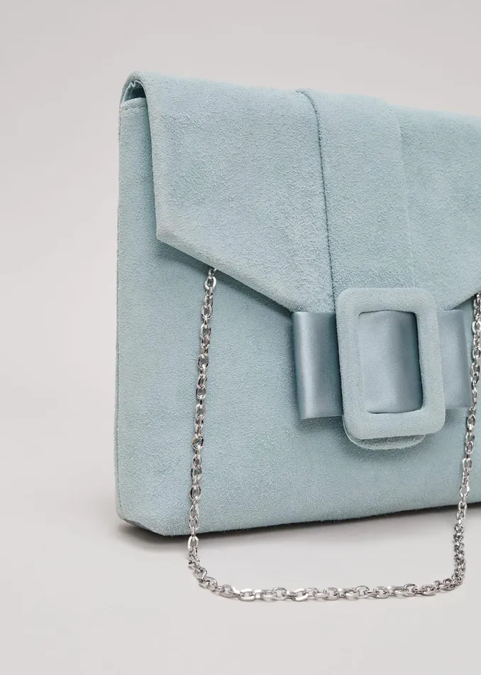 Women Phase Eight Bags and Clutches Buckle Front Clutch Bag Light Green