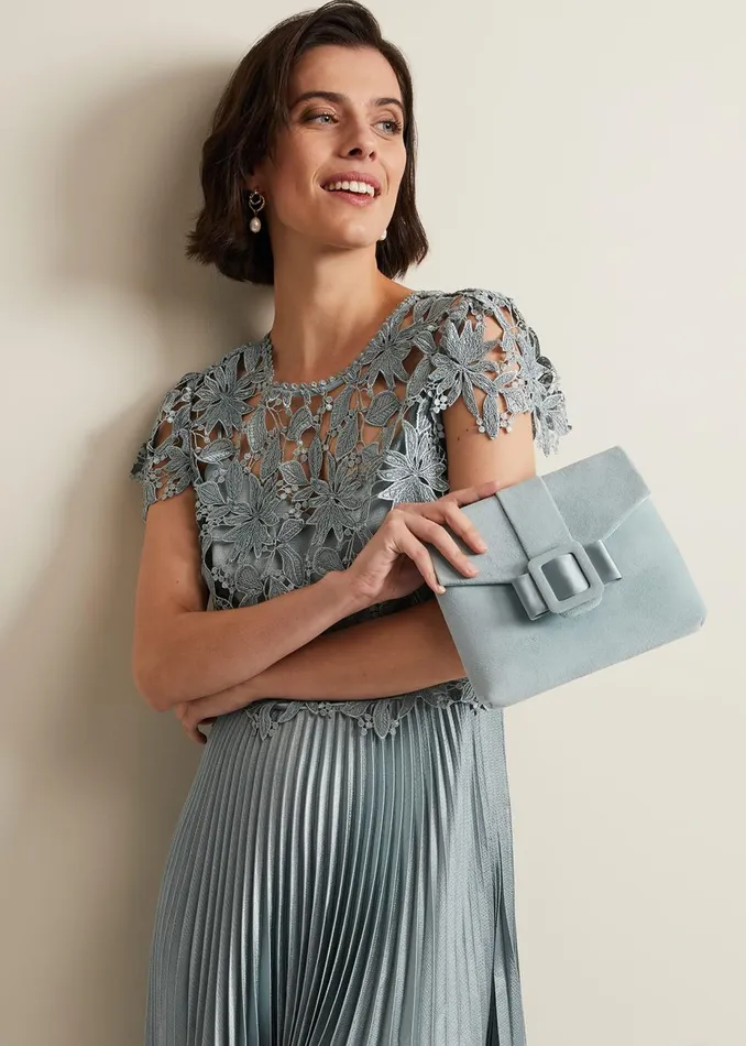 Women Phase Eight Bags and Clutches Buckle Front Clutch Bag Light Green