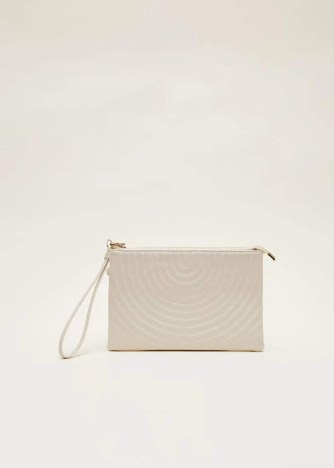 Women Phase Eight Bags and Clutches Cream Leather Clutch Bag Cream