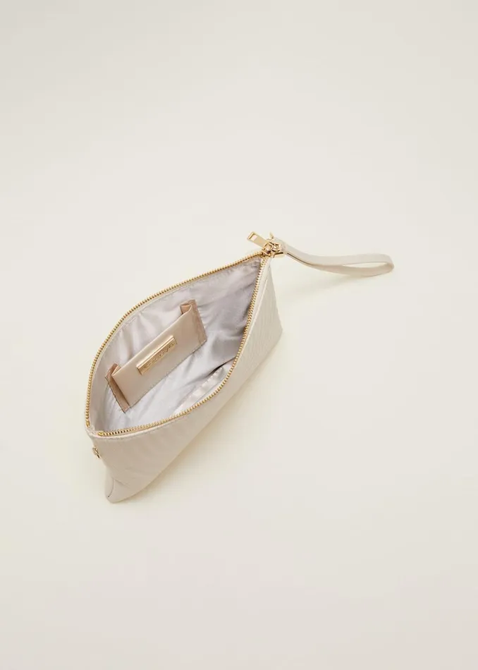 Women Phase Eight Bags and Clutches Cream Leather Clutch Bag Cream
