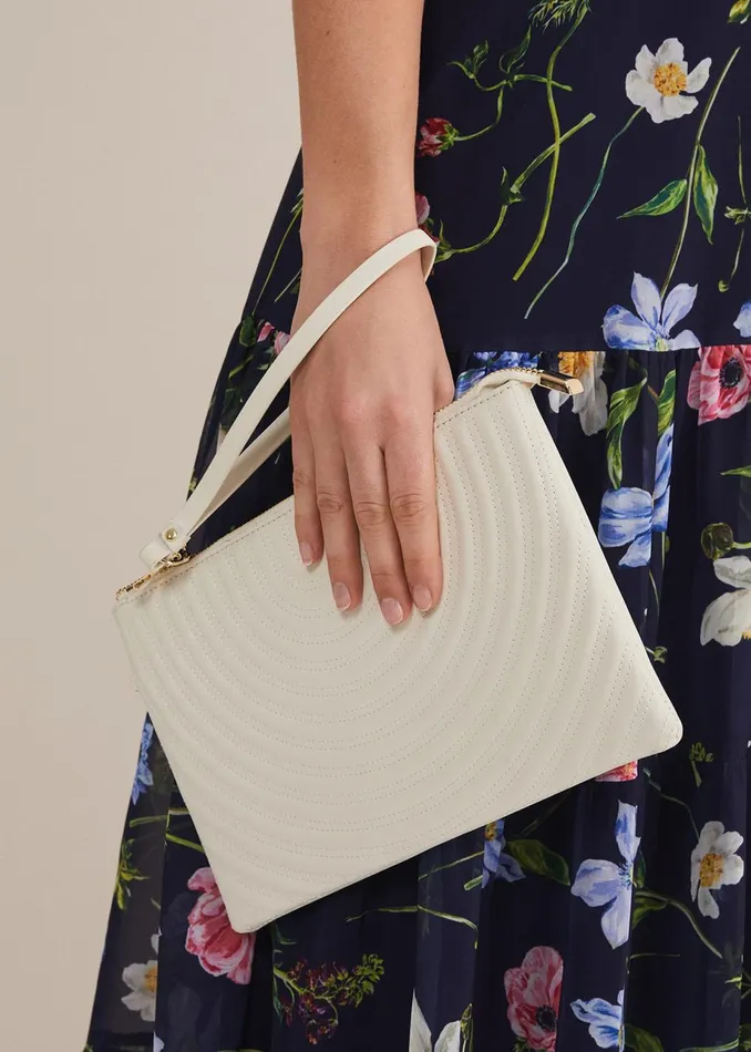 Women Phase Eight Bags and Clutches Cream Leather Clutch Bag Cream