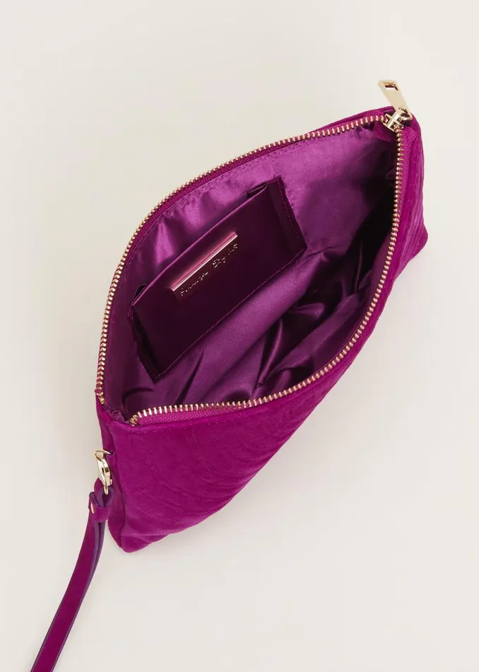 Women Phase Eight Bags and Clutches Dark Pink Suede Clutch Bag Pink
